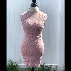 Privy lace and mesh panel mini dress